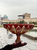 ظرف میوه خوری بلور قرمز نقاشی دستی