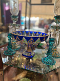 ظرف میوه خوری بلور سبز با نقاشی دستی