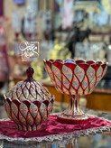 میوه خوری بلور پایه دار نقاشی کار دست طرح فلور