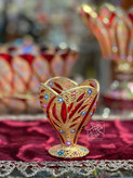 بستنی خوری طرح لاله دستساز در سه رنگ سبز آبی و قرمز