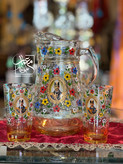 ست پارچ و لیوان شیشهای طرح شاه عباسی نقاشی کار دست