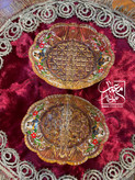 نمای بالا از اردورخوری دو تکه بیضی با طرح گلهای اصیل شاه عباسی