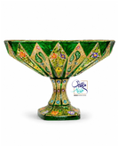 ظرف میوه خوری بلور سبز با نقاشی دستی