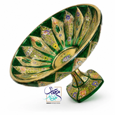 ظرف میوه خوری بلور سبز با نقاشی دستی