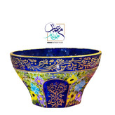 کاسه بلور نقاشی شده آبی